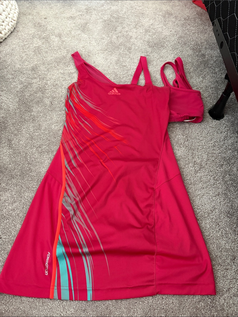 adidas Hot Pink Active Tennis Dress with Teal & Orange Accents